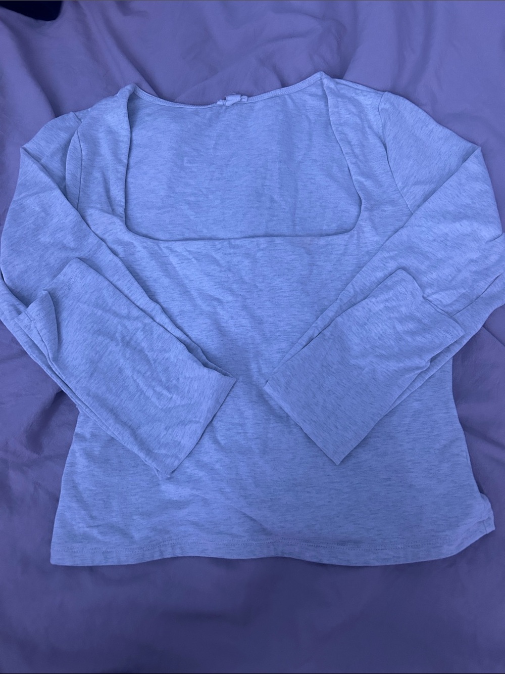 Garage Light Gray Square Neck Long Sleeve Top